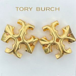 Tory Burch Logo Earrings: Antique Gold